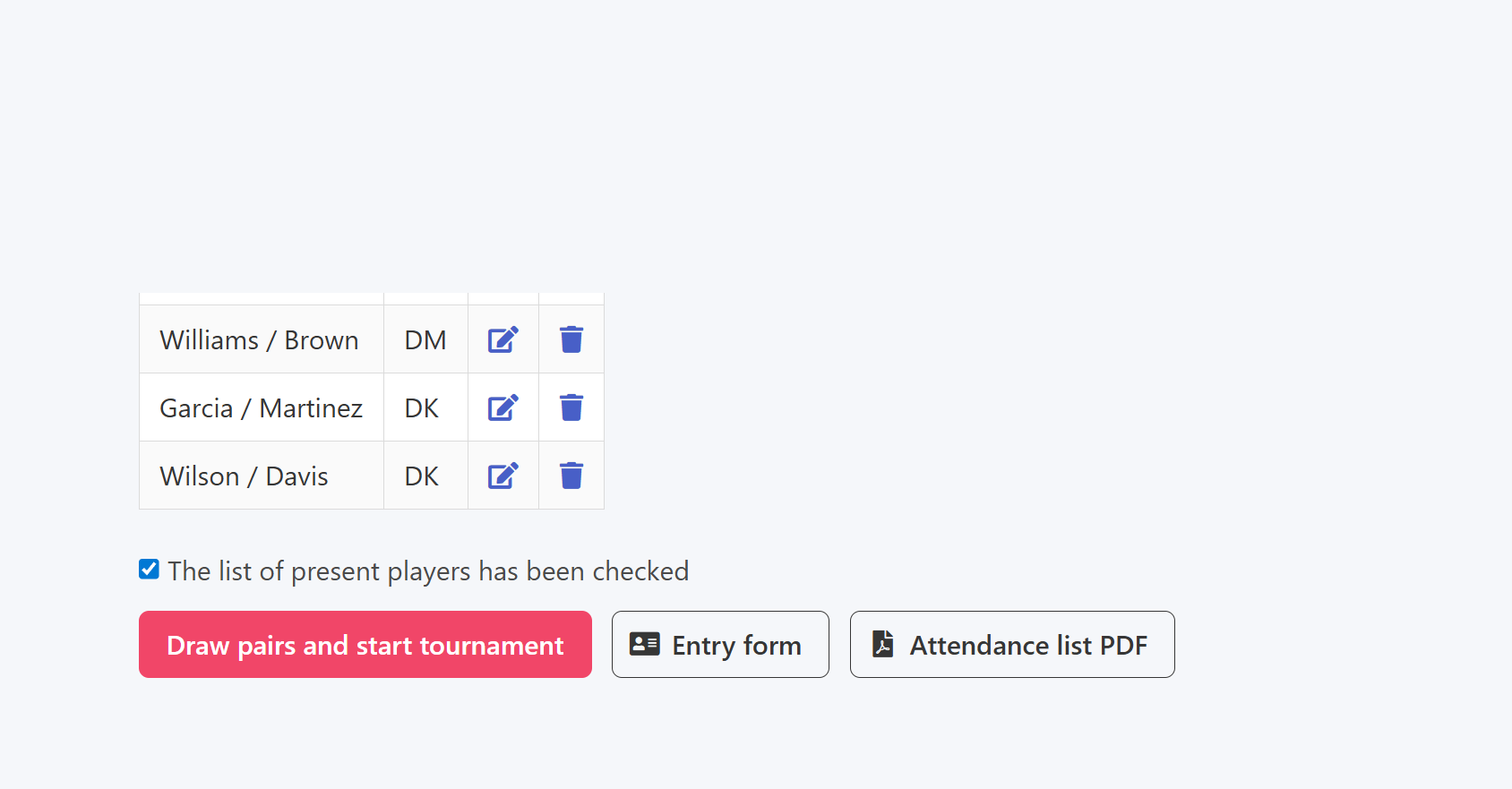 Lista zawodników – potwierdzenie i start