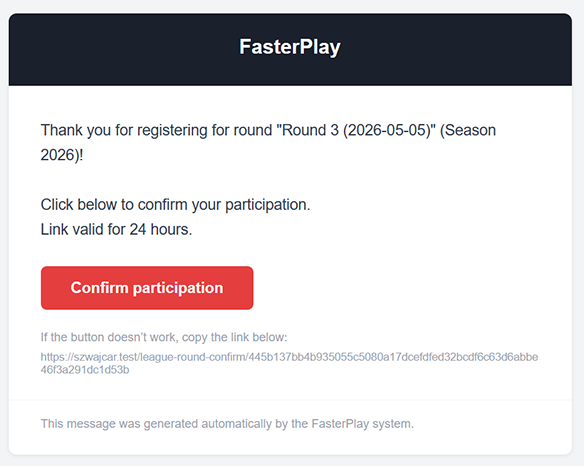 Email asking to confirm participation