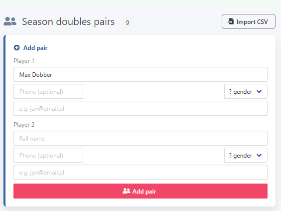 Season view and adding a seasonal player
