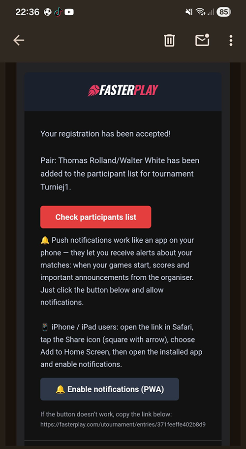Activating notifications