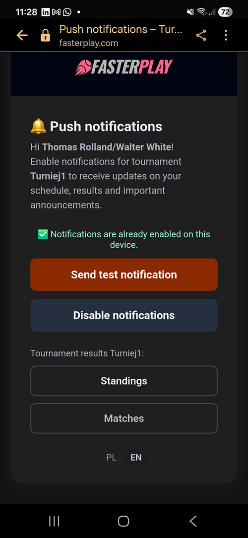 Activating notifications
